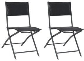 Cadeiras de exterior dobráveis 2 pcs aço e textilene