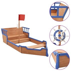 vidaXL Caixa de areia navio pirata 190x94,5x101 cm madeira de abeto