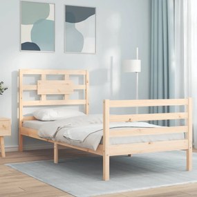 vidaXL Estrutura de cama com cabeceira 90x200 cm madeira maciça