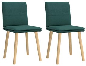 Cadeiras de jantar 2 pcs tecido verde-escuro
