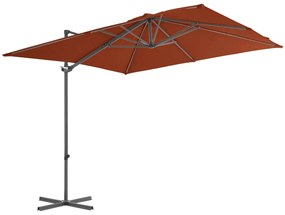 Guarda-sol jardim cantilever c/ poste aço 250x250 cm terracotta