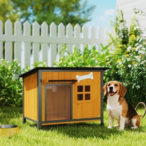 Casota para Cão de Exterior, 84,5 x 62 x 65 cm, Piso Amovível Amarelo