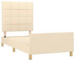 Estrutura de cama sem colchão 100x200 cm tecido cor creme