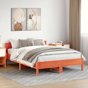 Cama sem colchão 160x200 cm madeira pinho maciço castanho-mel