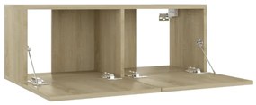 3pcs conjunto de móveis de TV derivados madeira carvalho sonoma