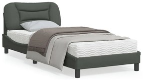 vidaXL Estrutura de cama sem colchão Hvar 90x200 cm tecido cinzento-escuro