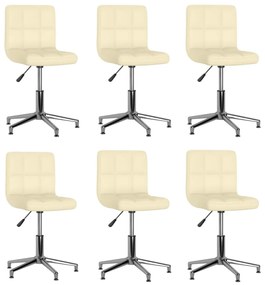 vidaXL Cadeiras de jantar giratórias 6 pcs couro artificial cor creme