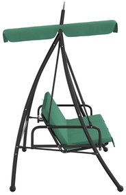 Banco de baloiço para jardim com toldo 198 cm tecido/aço verde
