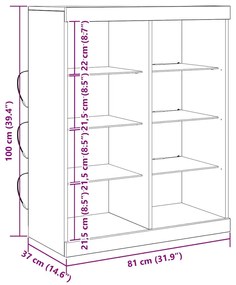 Sideboard com Luzes LED Carvalho Artesanal 41x37x100 cm