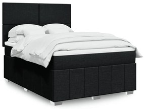 Cama com molas/colchão 160x200 cm tecido preto