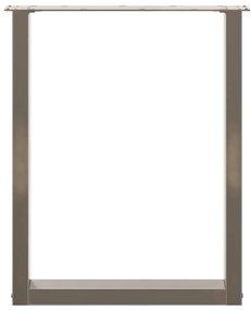 Pés para mesa de jantar em formato de U, 3 peças, aço natural, 70x(72-
