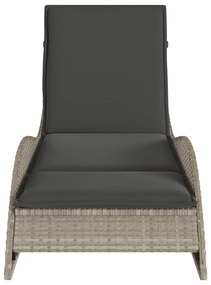 Espreguiçadeira com almofadão 60x205x73 cm vime PE cinza-claro