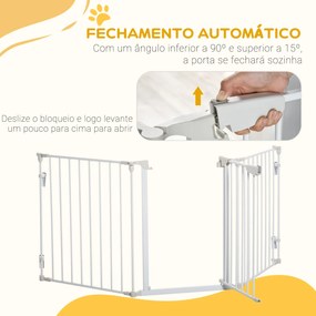Barreira de Segurança para Animais de Estimação Barreira Dobrável de 5 Painéis 180x74,5 cm Branco