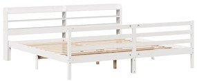 Estrutura de cama com cabeceira 180x200cm pinho maciço branco