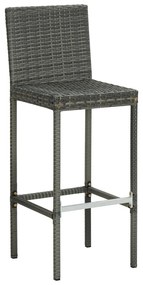 Bancos de bar p/ jardim com almofadões 4 pcs vime PE cinzento