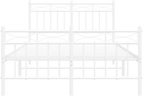 Estrutura de cama com cabeceira e pés 120x190 cm metal branco