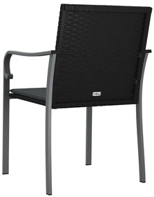 Cadeiras jardim c/ almofadões 4pcs 56x59x84 cm vime PE preto