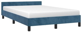 Estrutura de cama c/ cabeceira 120x190 cm veludo azul-escuro