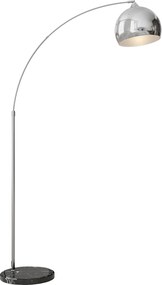 Candeeiro de Pé em Forma de Arco com Altura e Comprimento Ajustáveis com Interruptor de Pé 110-115x30x170-180 cm Prata e Preto