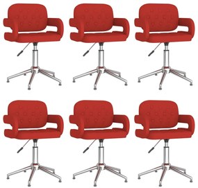vidaXL Cadeiras jantar giratórias 6pcs couro artificial vermelho-tinto