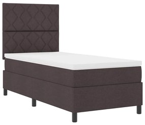 Cama Box Spring com Colchão Castanho Escuro 90x200 cm Tecido