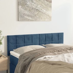 346058 vidaXL Cabeceira de cama 2 pcs veludo 72x5x78/88 cm azul-escuro