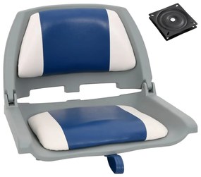 vidaXL 2 pcs conj. assento de barco dobrável com almofada azul/branco