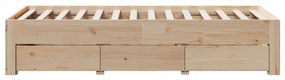 Cama sem colchão com gavetas 75x190 cm madeira de pinho maciça