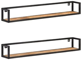 vidaXL Prateleiras de parede 2 pcs 120 cm madeira de mangueira áspera