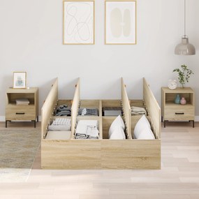 Estrado de Cama Storage vidaXL Carvalho Sonoma 120x190 cm
