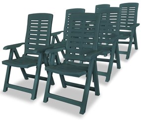 vidaXL Cadeiras de jardim reclináveis 6 pcs plástico verde