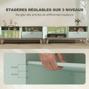 Móvel para televisão de 120 L x 35 P x 50 A cm, adequado para televisores até 36 polegadas, com 2 portas, uma gaveta e um compartimento aberto, verde