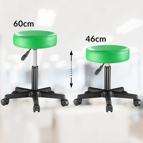 Banco giratória em 360° com rodas em couro sintético Ø35 x 48 x 46-60 cm Verde