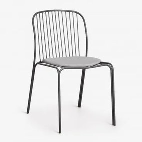 Pack De 2 Cadeiras De Jardim Em Aço Anerina Cinza Grafito - Sklum