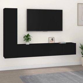 vidaXL Conjunto móveis de TV 4 pcs madeira processada preto