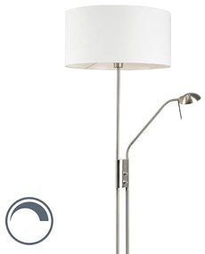 Candeeiro de pé em aço e branco com braço de leitura ajustável - Luxor