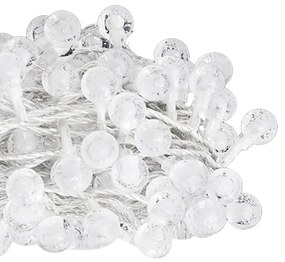 Cordão de luzes em globo 40 m 400 LED 8 funções branco quente