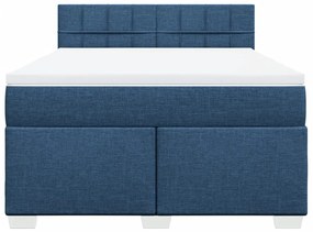 Cama com molas/colchão 160x200 cm tecido azul