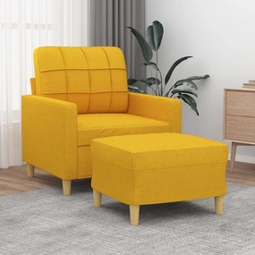 vidaXL Poltrona com apoio de pés 60 cm tecido amarelo-claro