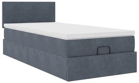 Estrutura de cama otomana com colchão cinza escuro veludo
