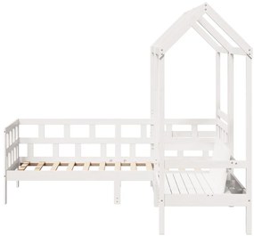 Conj. de sofá-cama c/ telhado 80x200 cm pinho maciço branco