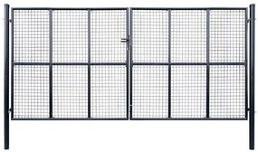 vidaXL Portão de jardim em tela de aço galvanizado 400x200 cm cinza