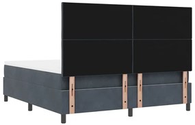 Cama Box com Colchão e Banco Cinza Escuro 180x200 cm Veludo