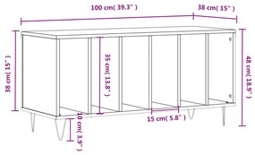 Armário p/ discos 100x38x48cm derivados madeira cinzento sonoma