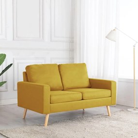 vidaXL Sofá de 2 lugares tecido amarelo