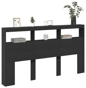 Armário de cabeceira com luzes LED 180x17x102 cm preto