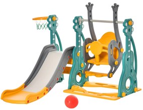 Escorega Infantil com Baloiço e Cesta de Basquetebol 3 em 1 para 18-36