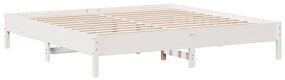 Cama com estante sem colchão 200x200 cm pinho maciço branco