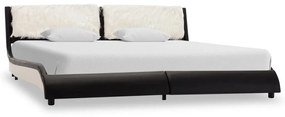 Estrutura cama c/ LED 180x200 cm couro artificial preto/branco