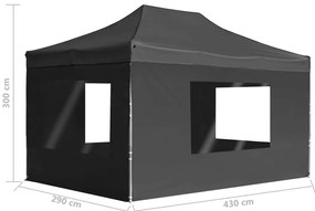 Tenda dobrável profissional c/ parede alumínio 4,5x3m antracite